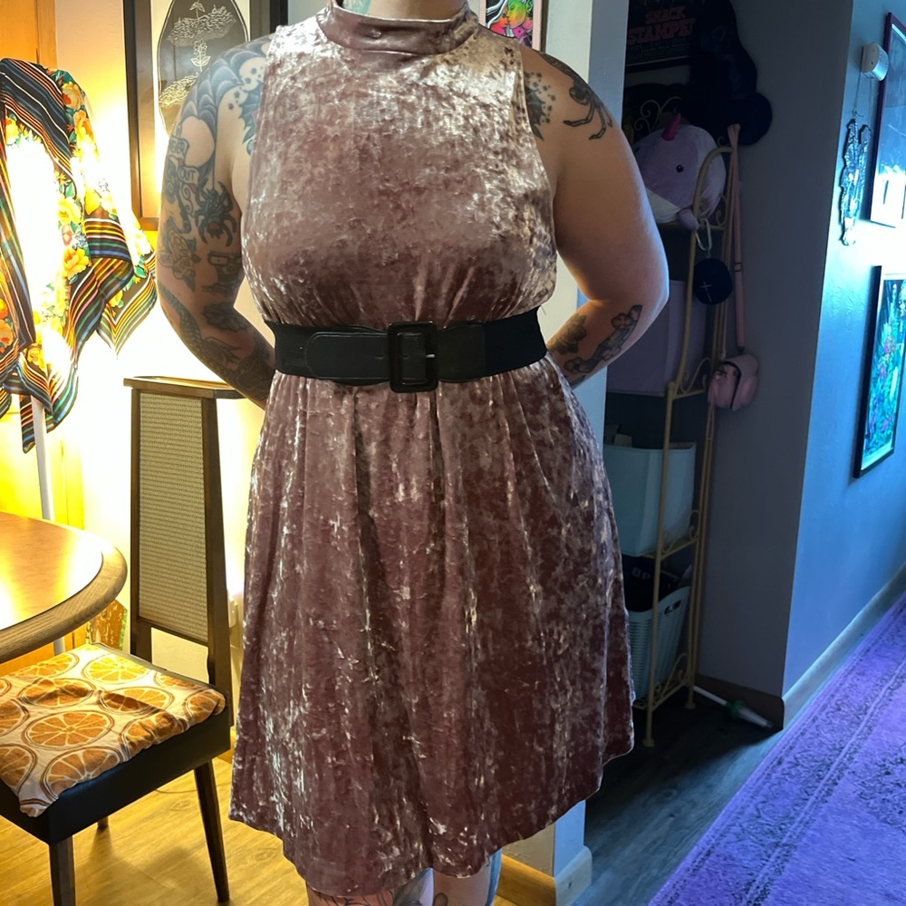 Velvet Sleeveless Dress in Pink